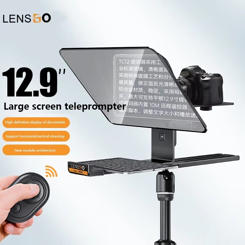 LENSGO TC12 12.9" Portable Teleprompter For Tablet iPad Smartphone DSLR Camera