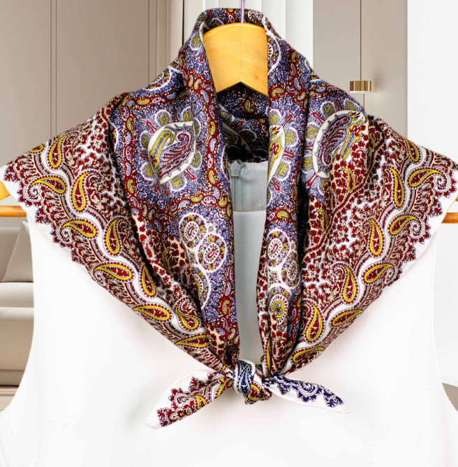 100% Twill Silk Bandana cashew Print Neckerchief 2 face Scarf Shawl 65X65cm wrap