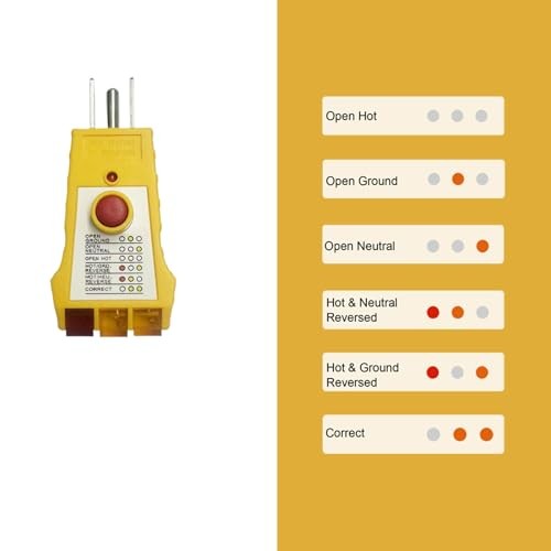 Outlet Tester with GFCI Check - Grounding & Receptacle Circuit Tester, 1