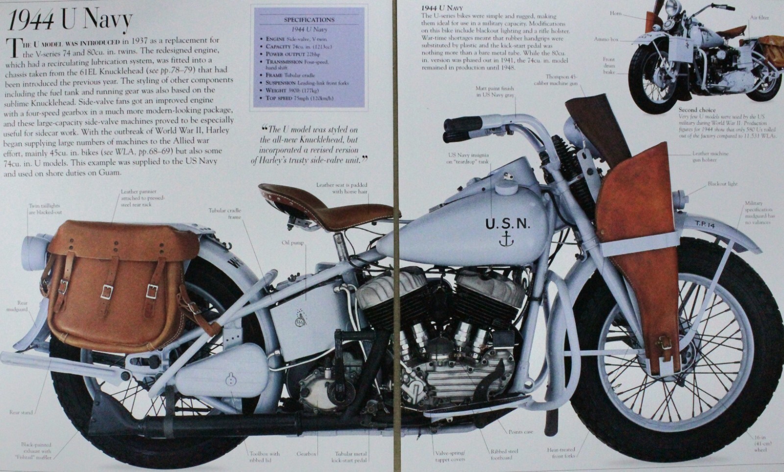Harley Davidson U Navy Motorcycle Bike Picture Out of Print Wall Art Decor