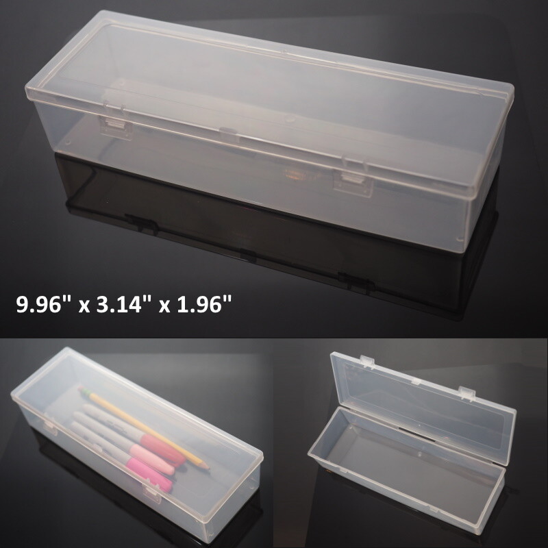 10x pcs - Large Clear Plastic Storage Container Box Hinged Lid Crafts Markers