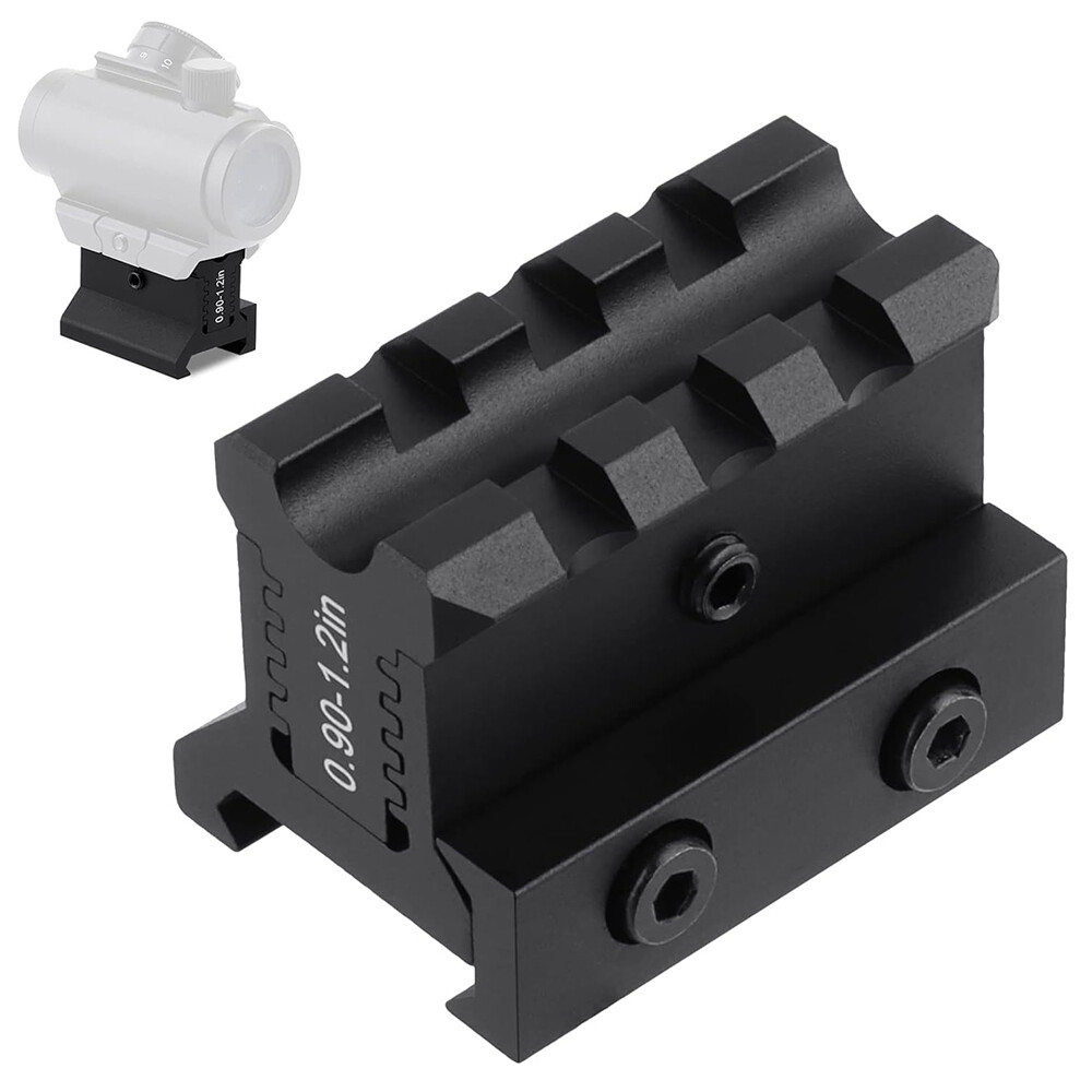 Picatinny Riser Mount Adjustable Height 0.9-1.2in Lockdown Series 3 Slots Raise