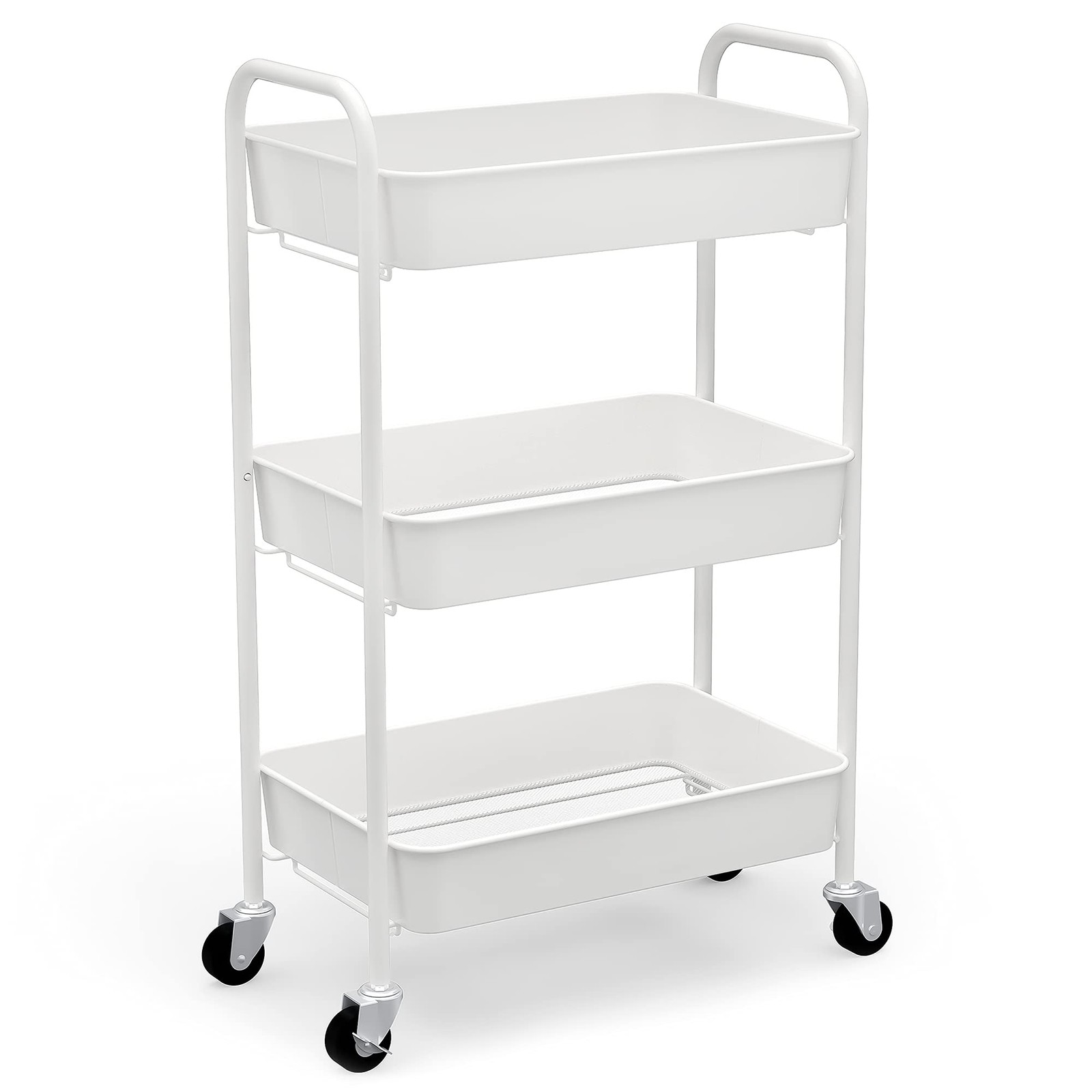 3tier Rolling Metal Storage Organizer Mobile Utility Cart Kitchen Cart With Cast