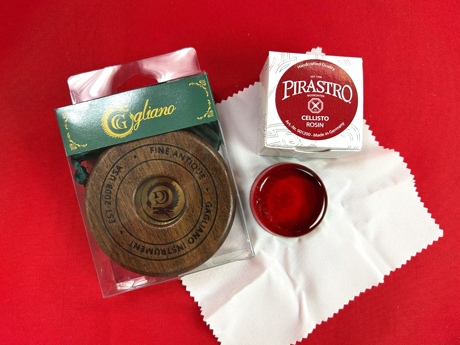 Gagliano Cello Bass Endpin Stopper with Pirastro Cellisto Rosin