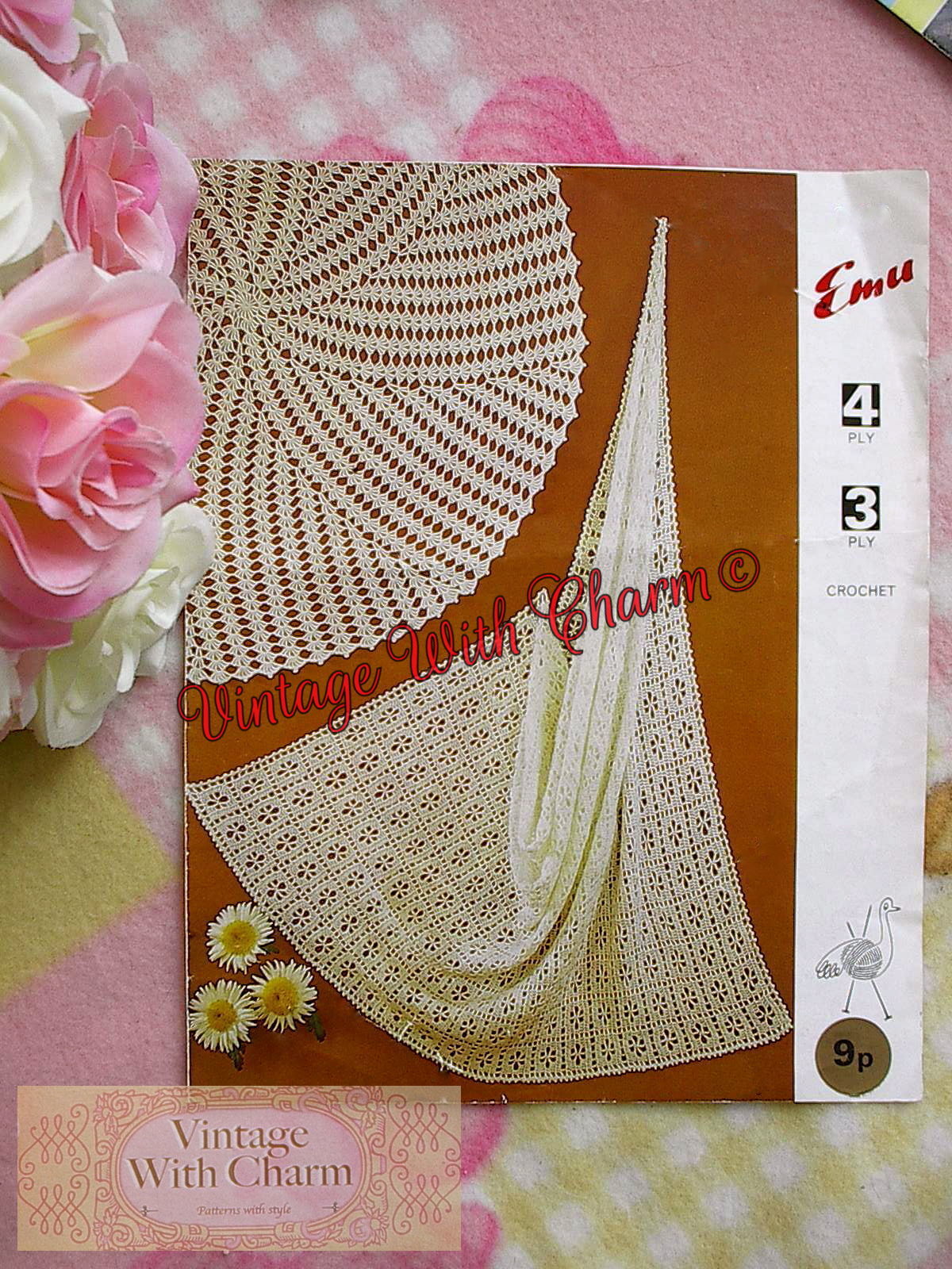 Vintage Crochet Pattern Baby's Shawl 2 Styles  Exquisite Openwork. ONLY £1.99