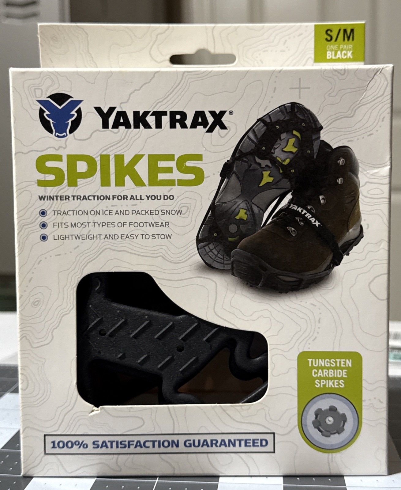 Yaktrax Spikes, Tungsten Carbide, Size S/M   NEW