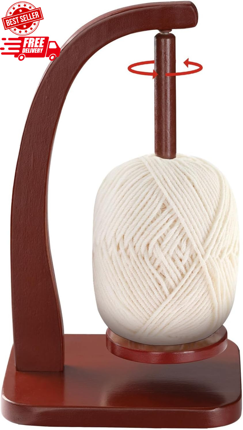 Wooden Yarn Holder Spinner with Magnetic Rotation and Anti-Slip Pads SHIPS FREE