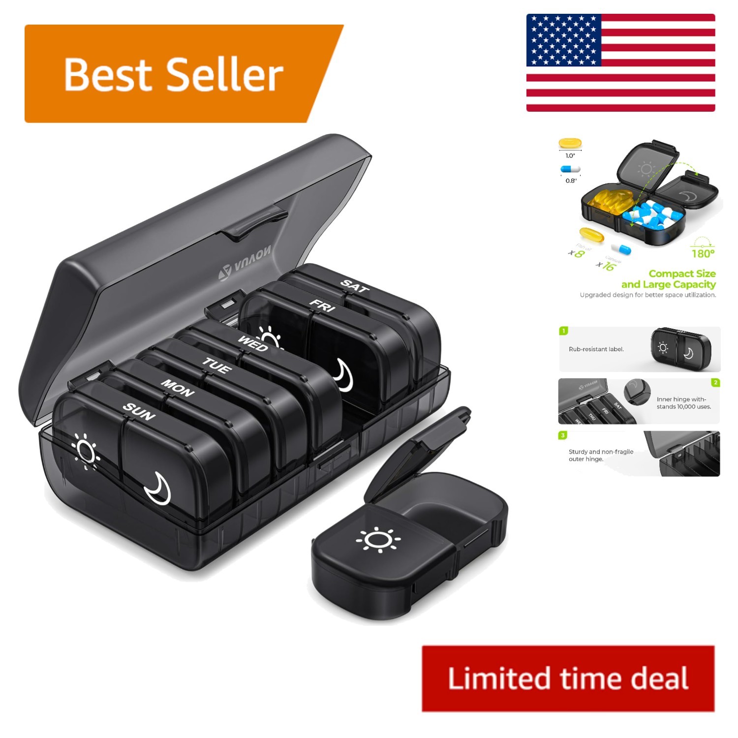 Compact & Lightweight XL Pill Organizer - Perfect for Medication Travel Needs
