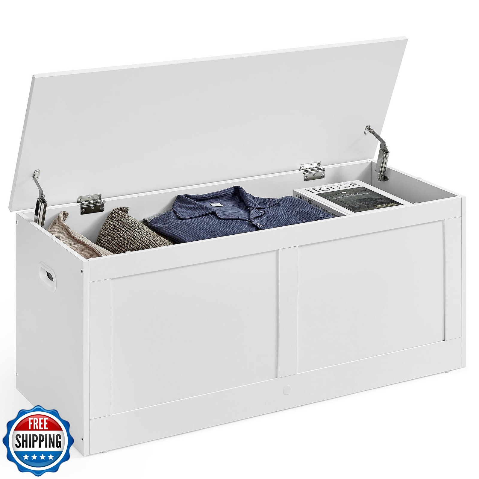 VASAGLE Storage Chest, Storage Trunk with 2 Safety Hinges, Storage Bench, Sho