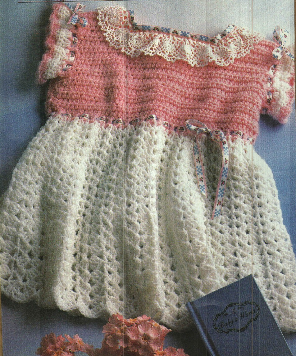LITTLE GIRL'S EASTER DRESS 3 CHILD SIZES DIGEST CROCHET PATTERN INSTRUCTIONS
