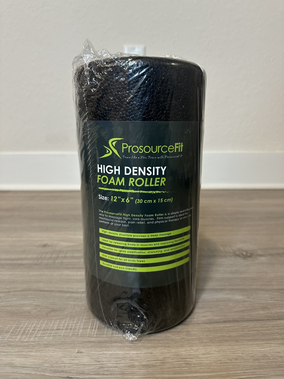 Prosource Fit High Density Foam Roller - Size 12x6 Black