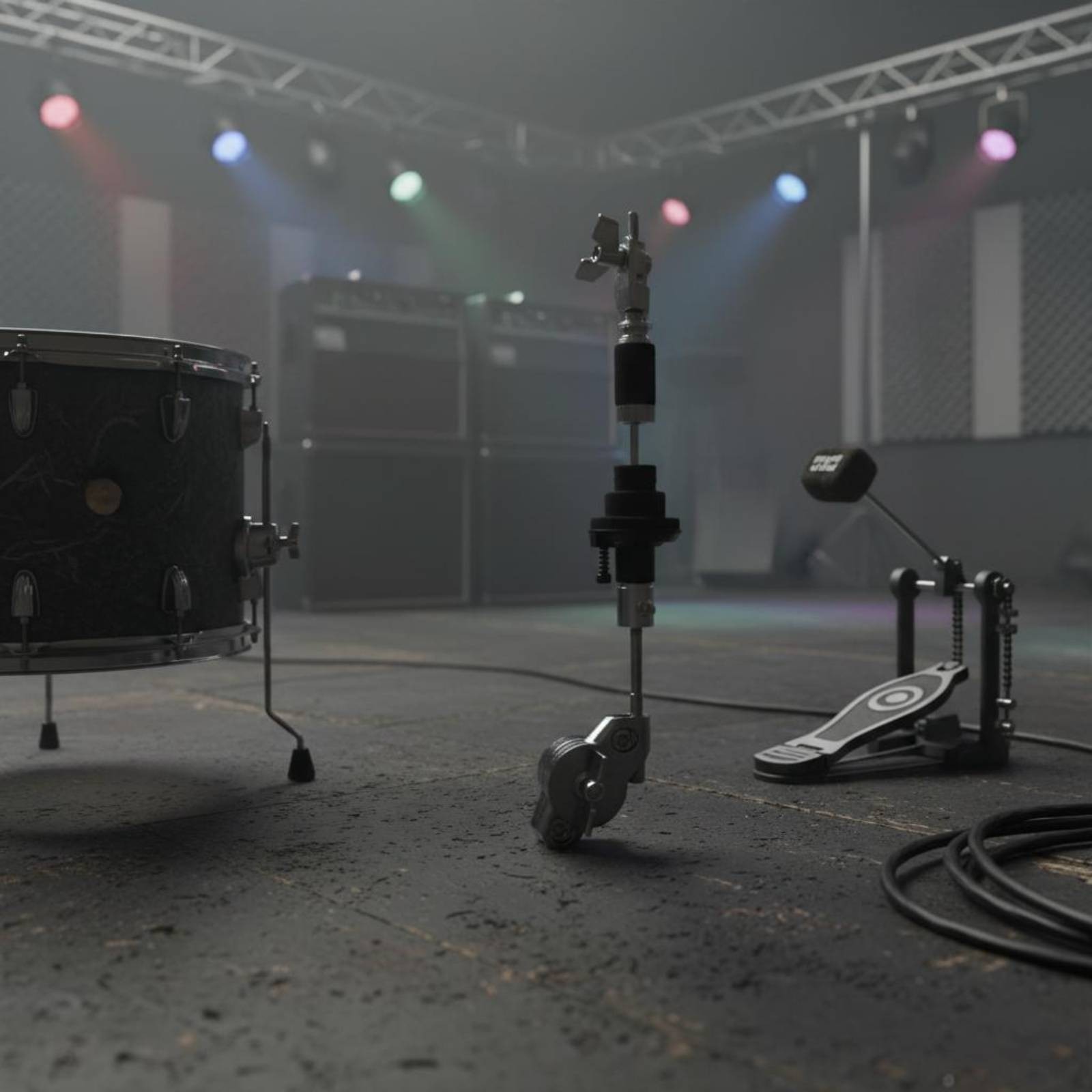 Distant Hi-Hat Holder Adjustable Music Hardware Black and Silver