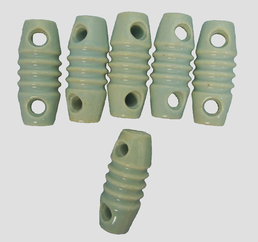 6-Pack Real Glazed Ceramic "DOG BONE" Antenna Insulator. The Dipole Standard!