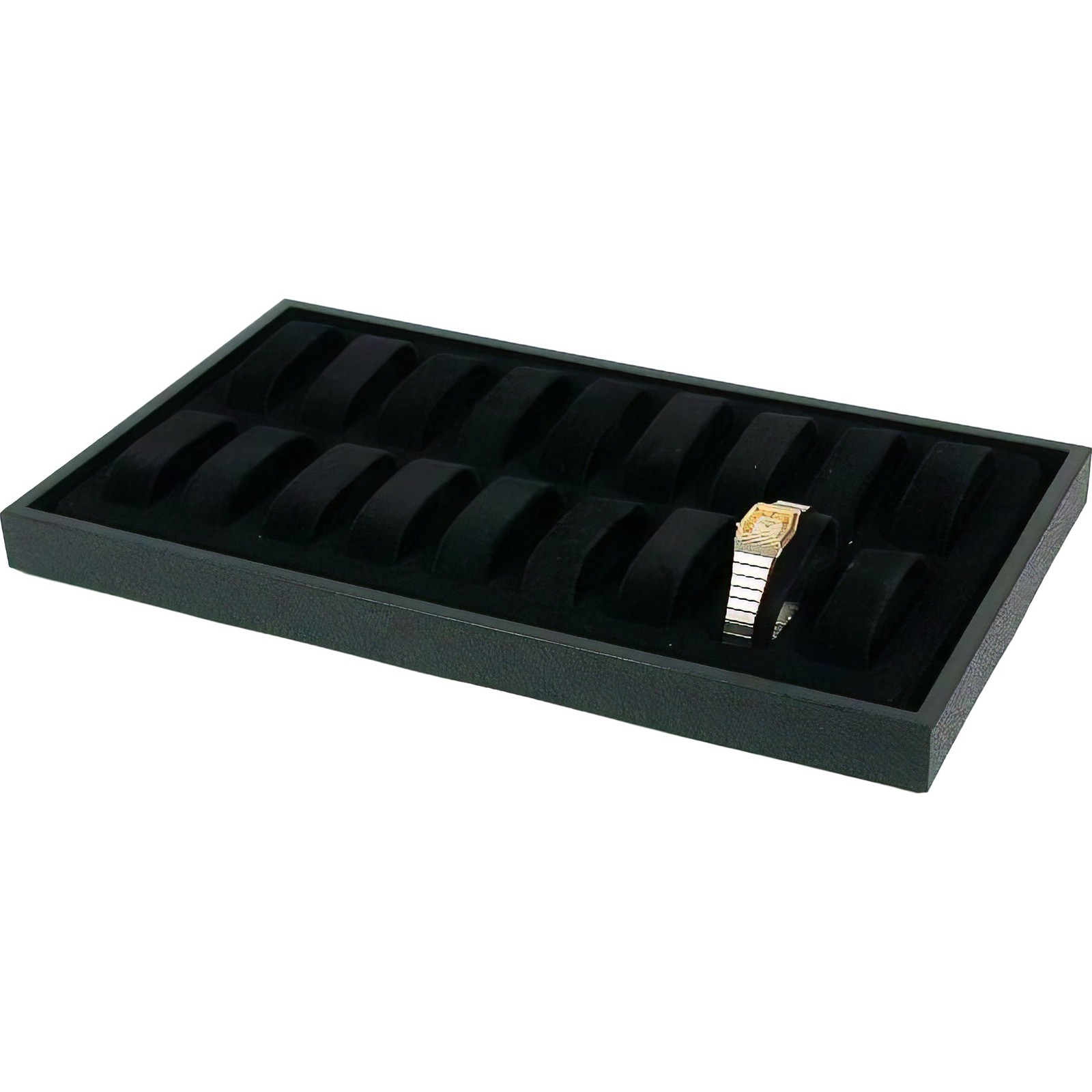 18 Slot Wrist Watch Black Jewelry Case Display Travel Tray