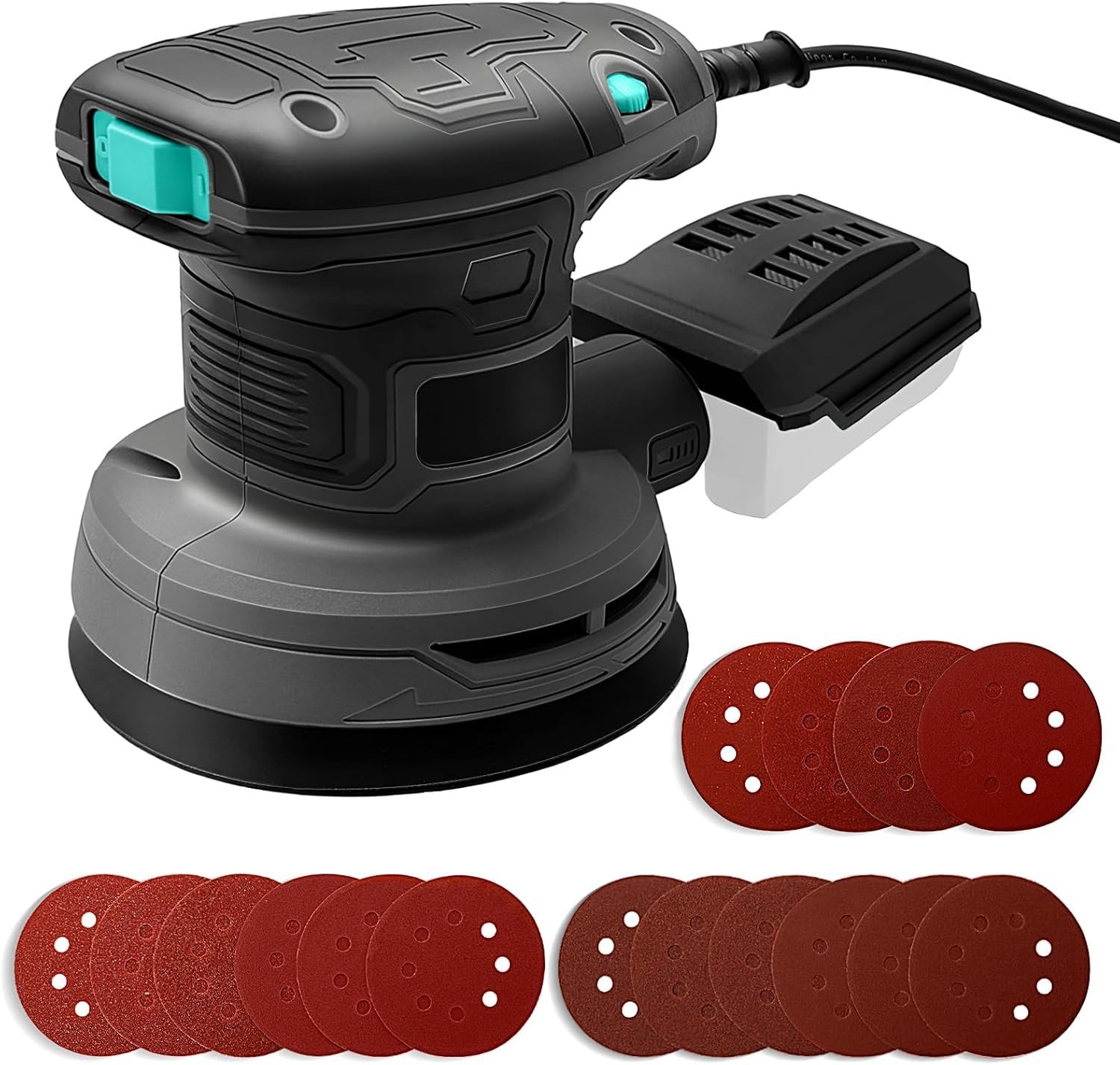 5-Inch Random Orbital Sander, 3Amp Electric Palm Sander with 6-Speed Control,