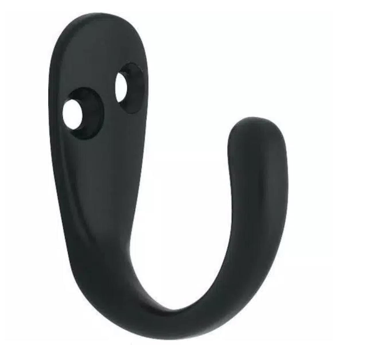 (5 Pack) (6-Pack) Single Prong Robe Hook Flat Black