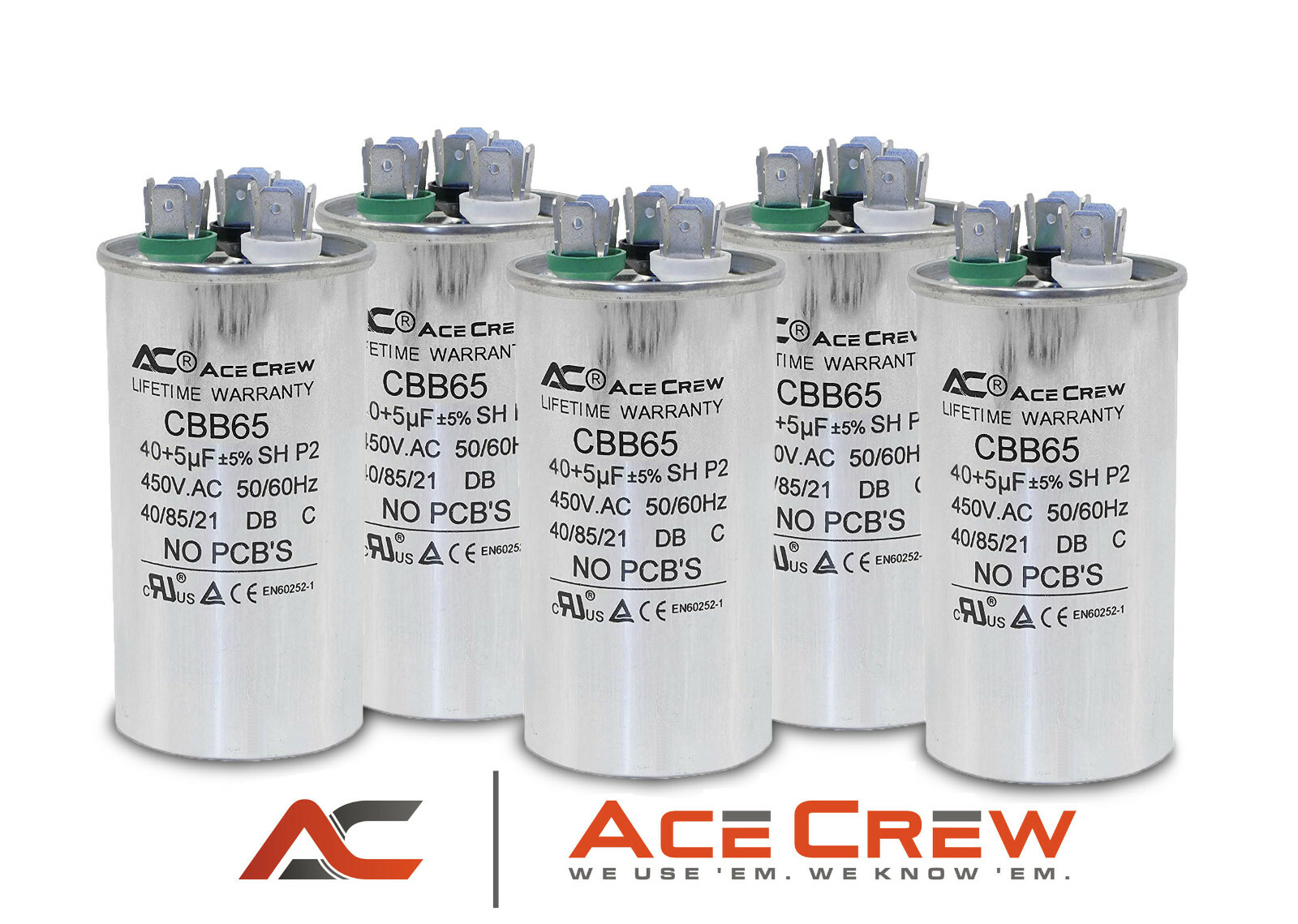 40/5 Dual Run Capacitor Lot of 5 MFD/UF 450VAC AC Electric Motor PREMIUM QUALITY