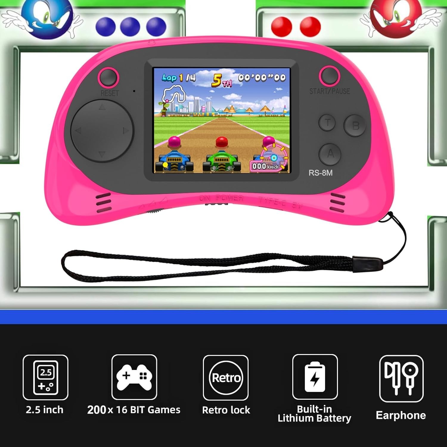 2.5" Kids Handheld Gaming Console with 220 Non-Violent Games - Christmas Gift