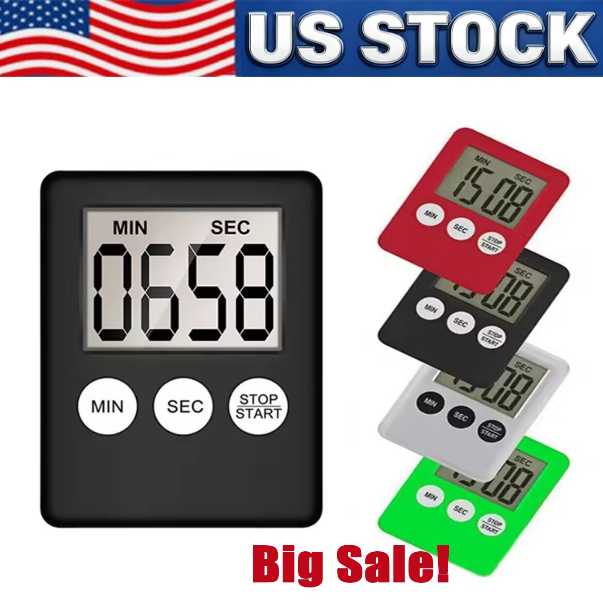 Large LCD Digital Kitchen Cooking Timer Count-Down Up Clock Loud Alarm Magnetic