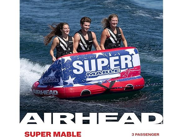 Airhead Super Mable 3 Rider Towable Tube Stars & Stripes Inflatable Boat Tube