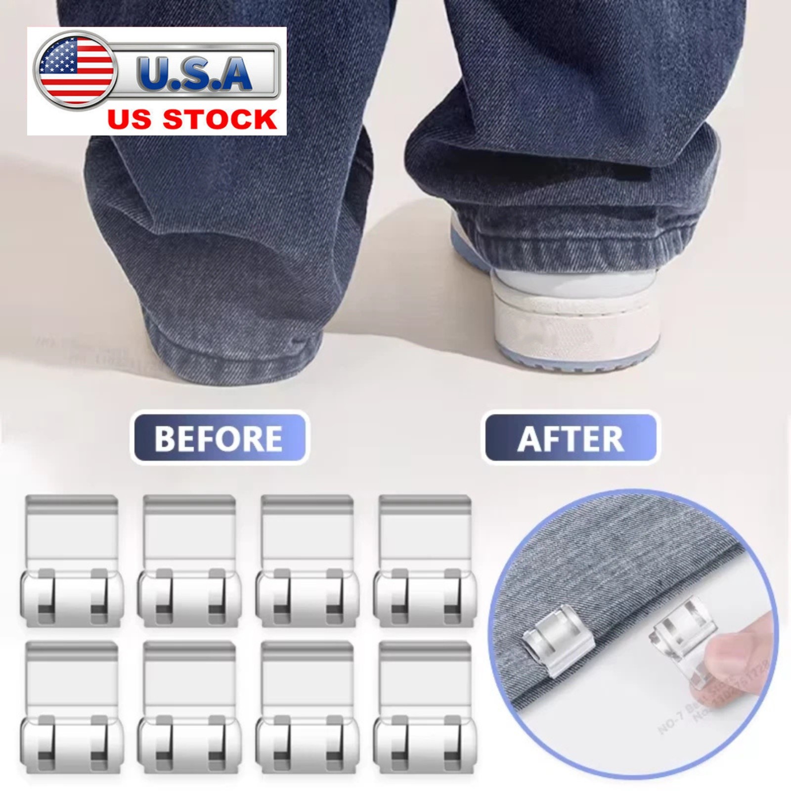 Invisible Leg Shortening Clip Non Slip Pants Edge Quick Fix Hem Clip 4to 8 pcs.
