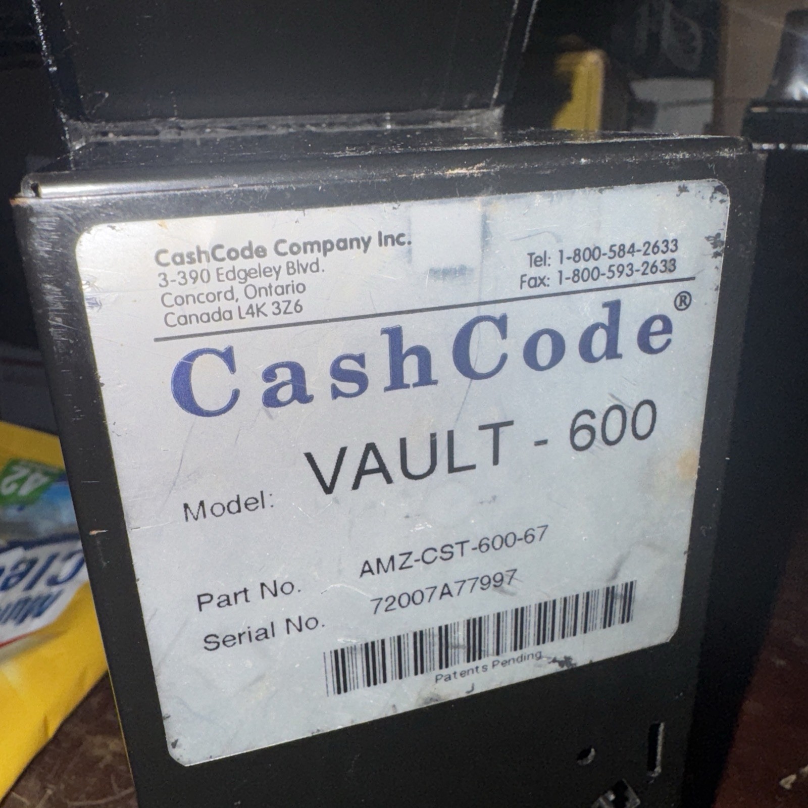 $1-$5 bill accept her cash code model 154