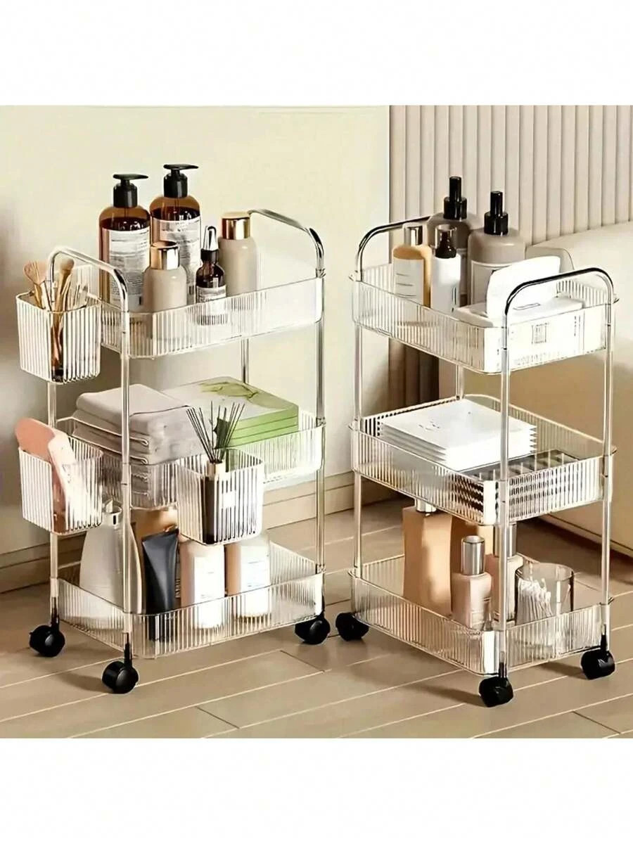 1 Piece 3-Tier Acrylic Multifunctional Utility Cart 3 Hanging Boxes Alloy