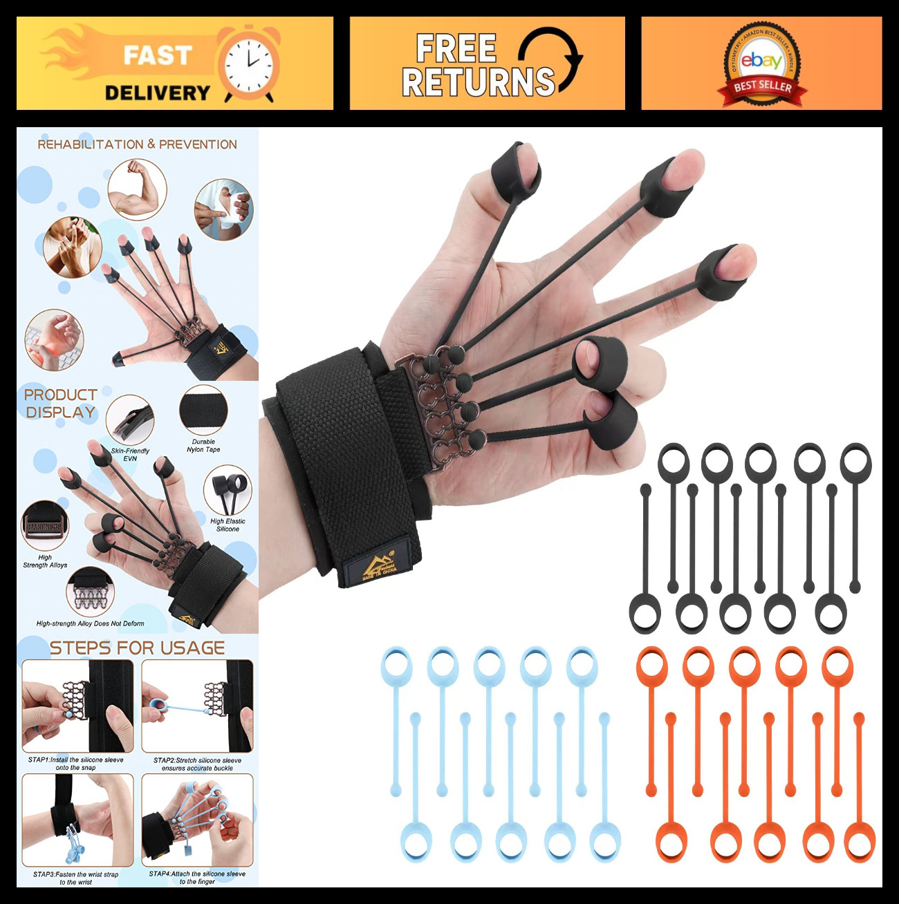 Finger Strengthener for Stroke Recovery - Hand Grip Trainer & Workout Stretcher,