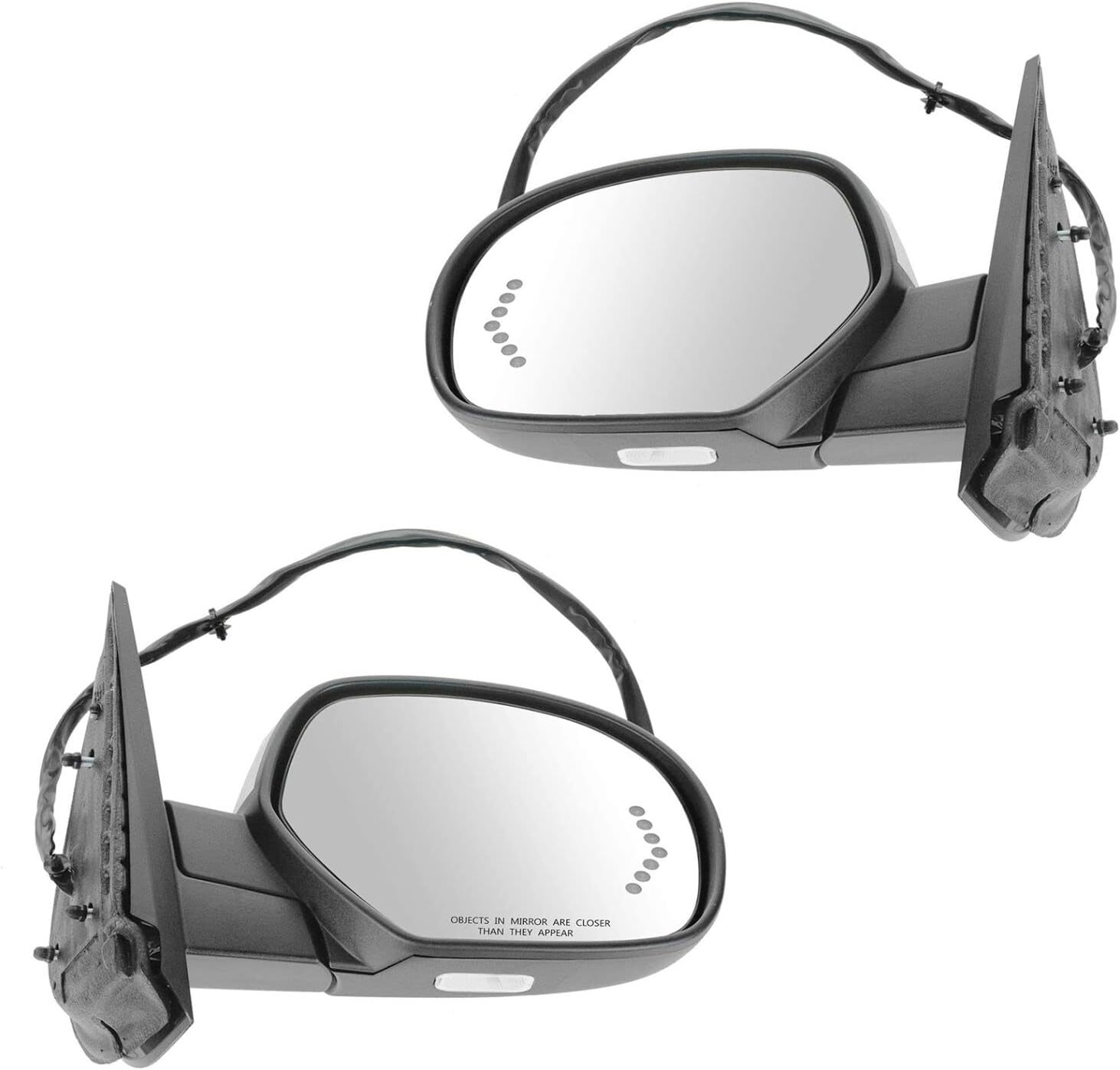 Power Fold Memory Heated Puddle light Chrome Signal Mirrors For 07-14 Chevy GMC