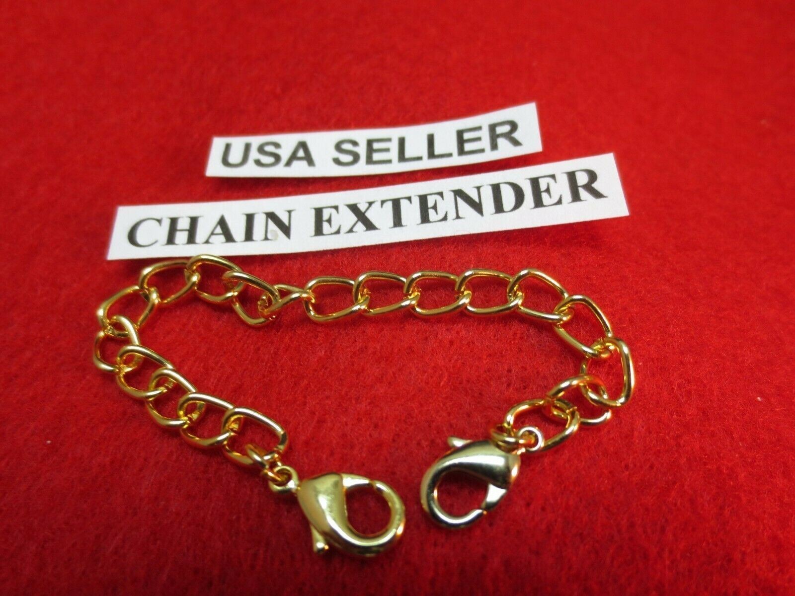 6 INCH 14KT GOLD PLATED  DOUBLE LOBSTER CLAW 4.8MM CHAIN NECKLACE EXTENDER