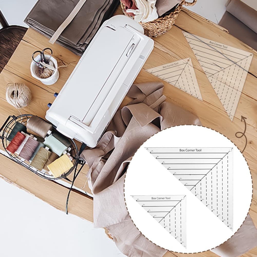 2Pcs Boxed Corner Template Half-Square Triangles 2 Size Acrylic Cutting Corners