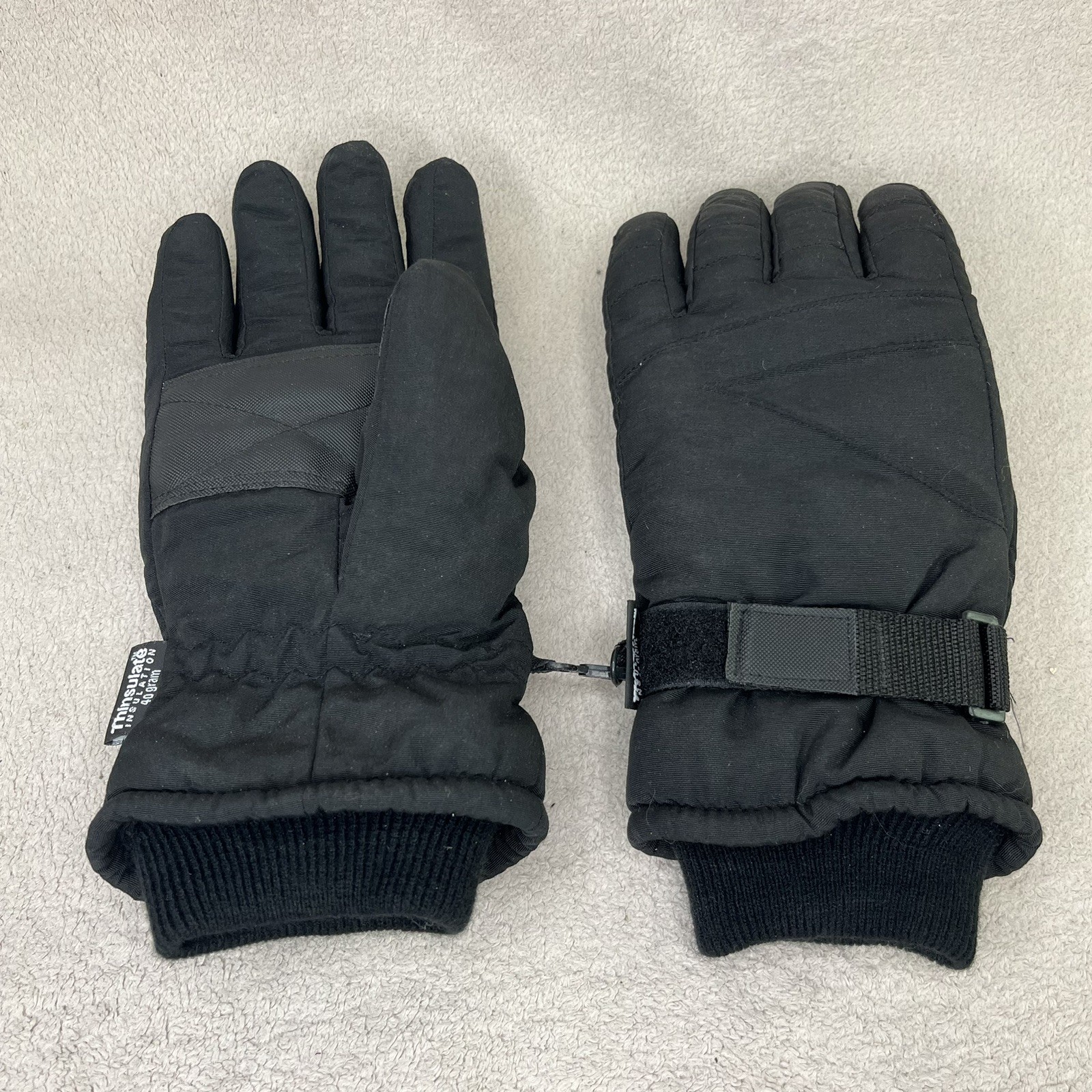 Vintage Thinsulate Insulated Winter Ski Gloves-Black Nylon-Classic-Simple-Casual