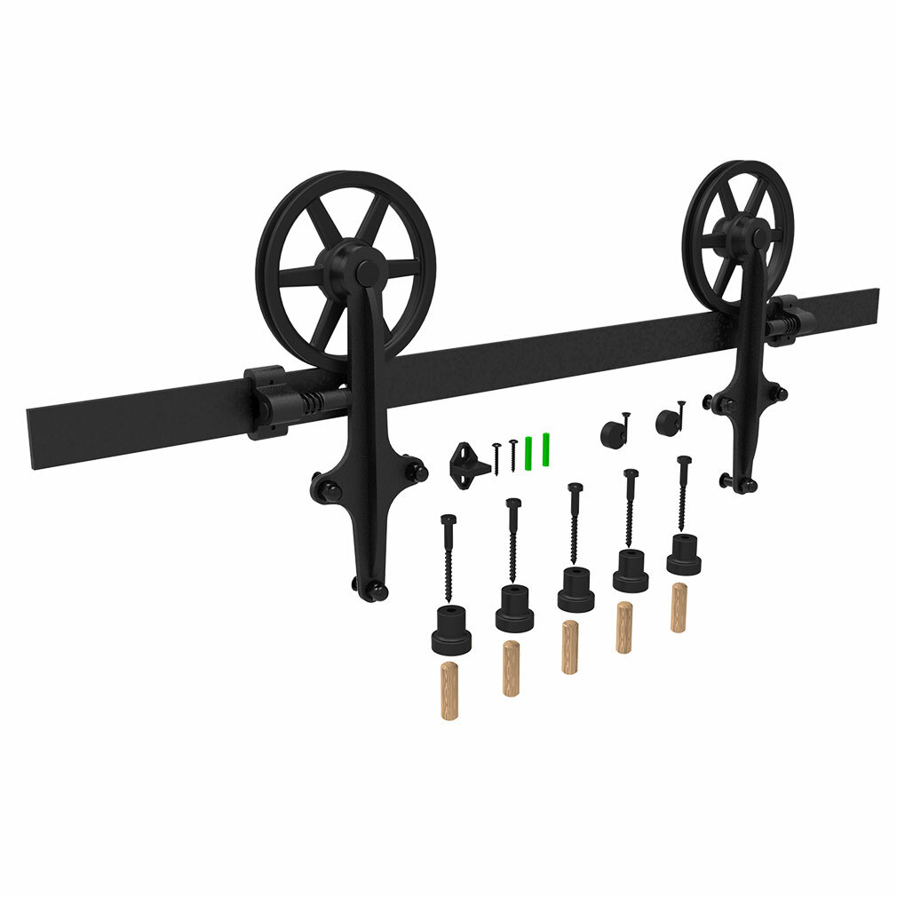 4~20FT Sliding Barn Door Hardware Track Kit for Single/Double Big Wheel Rustic
