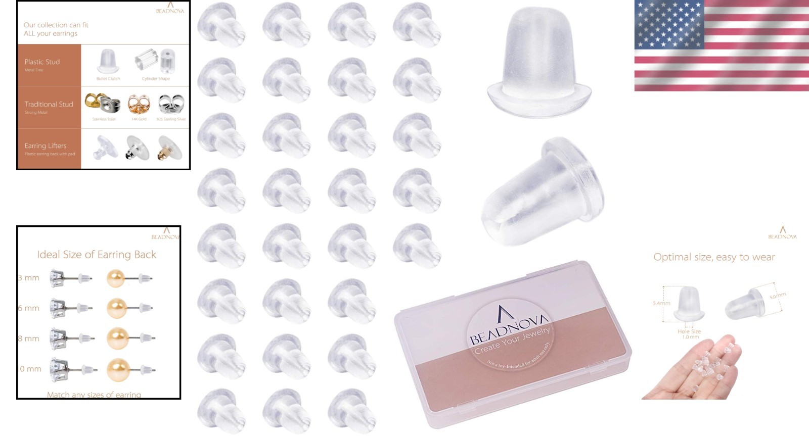 200 Clear Hypoallergenic Earring Backs for Comfort & Security - DIY Essential
