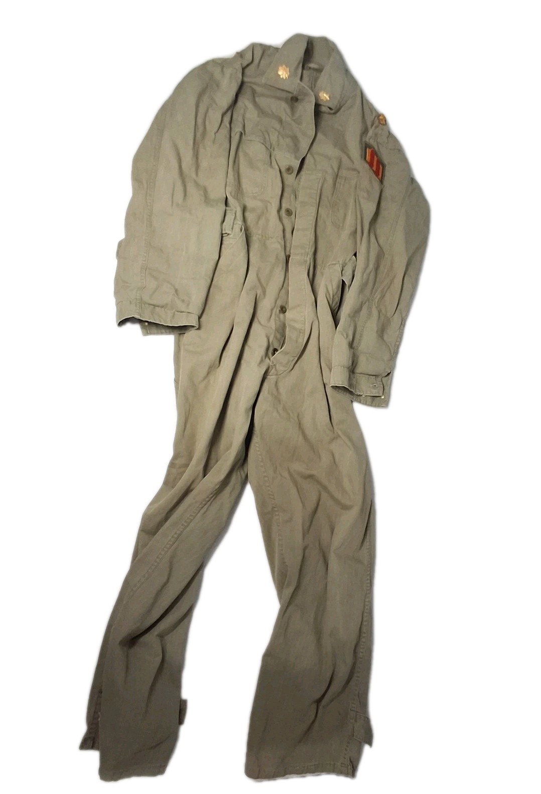 WWII US Army HBT Coveralls Major Rank 2nd Coast Artillery District Patch