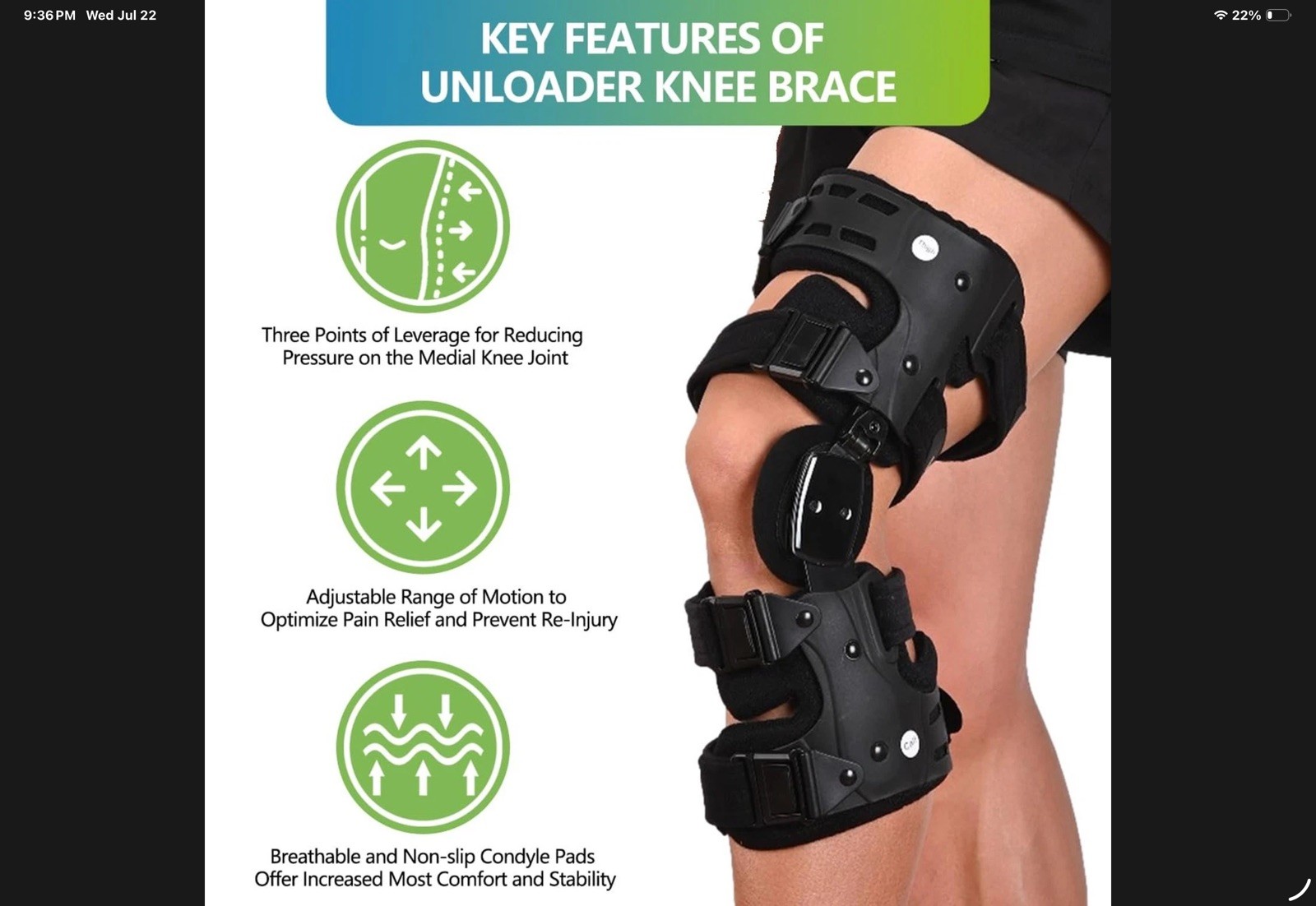 OA Unloader Knee Brace, Left Knee