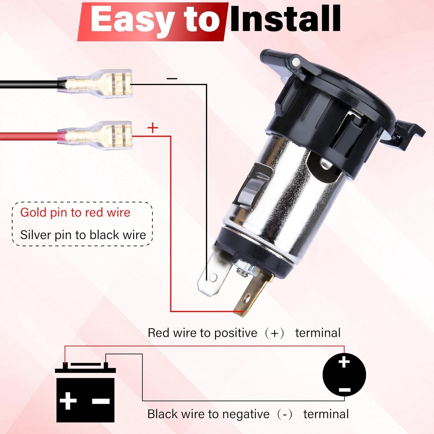 2 PCS Car Cigarette Lighter Socket, Cigarette Lighter Replacement | 12 Volt F...