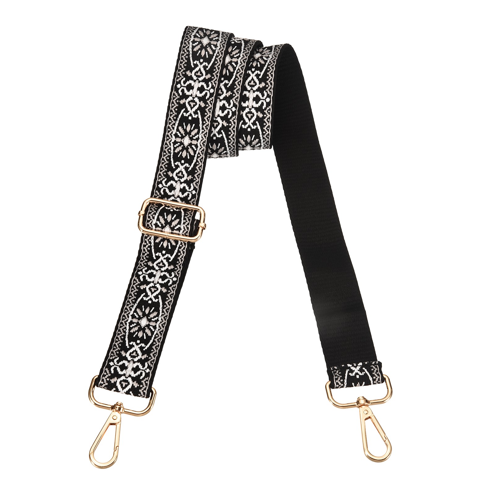 Purse Strap Replacement, Adjustable Canvas Exquisite Patterns, Black/Dark Gray