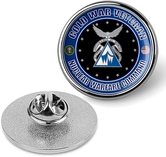 Cold War Veteran Nuclear Warfare Command Tie Suit Shirt Lapel Pin - Silver