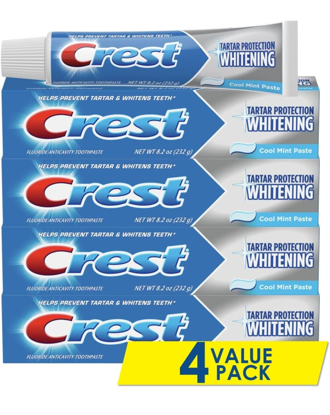 Crest Pasta de dientes con sabor a menta fresca blanqueadora, 8.2 onzas (pack4)
