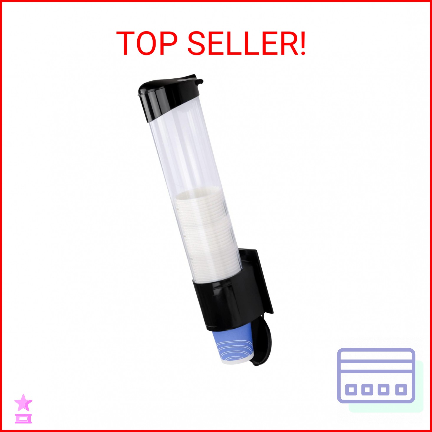 Xerhnan Cup Dispenser, Water Cooler Pull Type Cup Holder Fits 5oz - 7oz Cone or