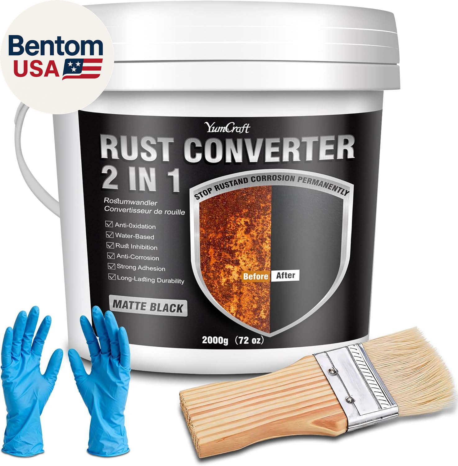 Rust Converter Paint 2-In-1 Metal Primer, 72Oz Water-Based Rust Reformer, Rust E