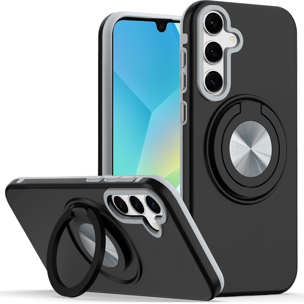 For Samsung A16 5G Case Solid Rugged Shockproof with 360 Stand + Tempered Glass