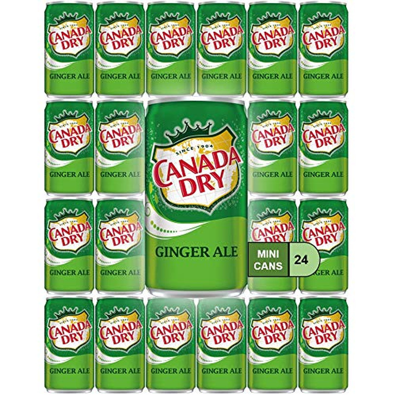 Canada Dry Ginger Ale Mini Soda Cans, 7.5 Oz Soft Drinks Bulk Snacks Pack, Small