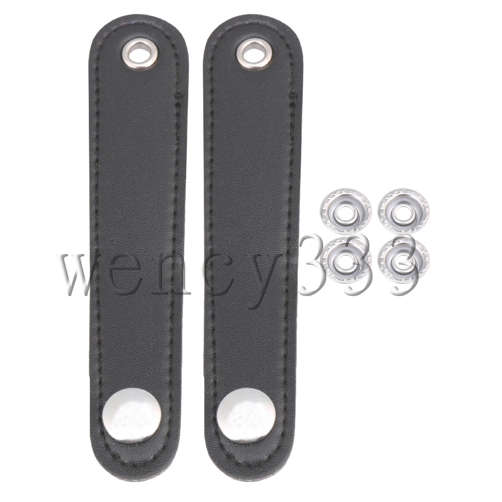 PU Leather Accordian Bellows Straps Black with Screws 14x2.5cm Pack of 2