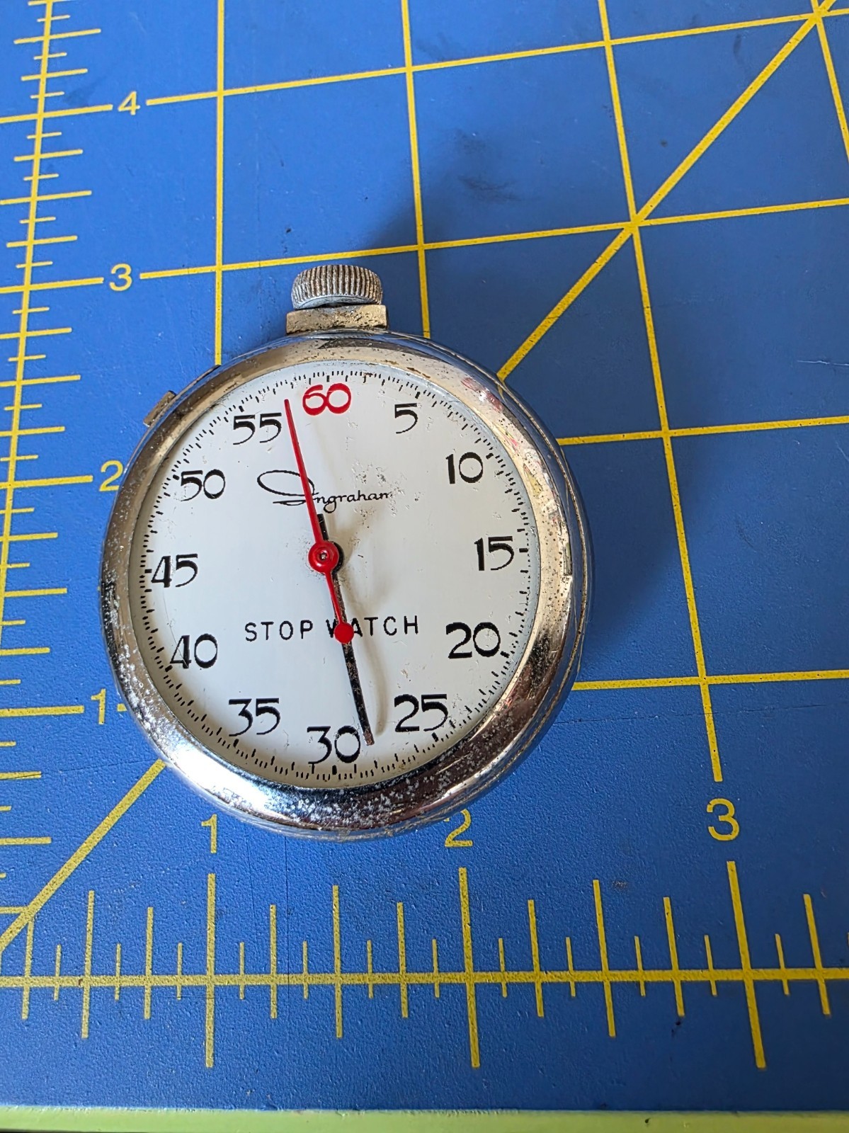 Vintage Ingraham Stop Watch Silver Tone | Not Working | For Parts