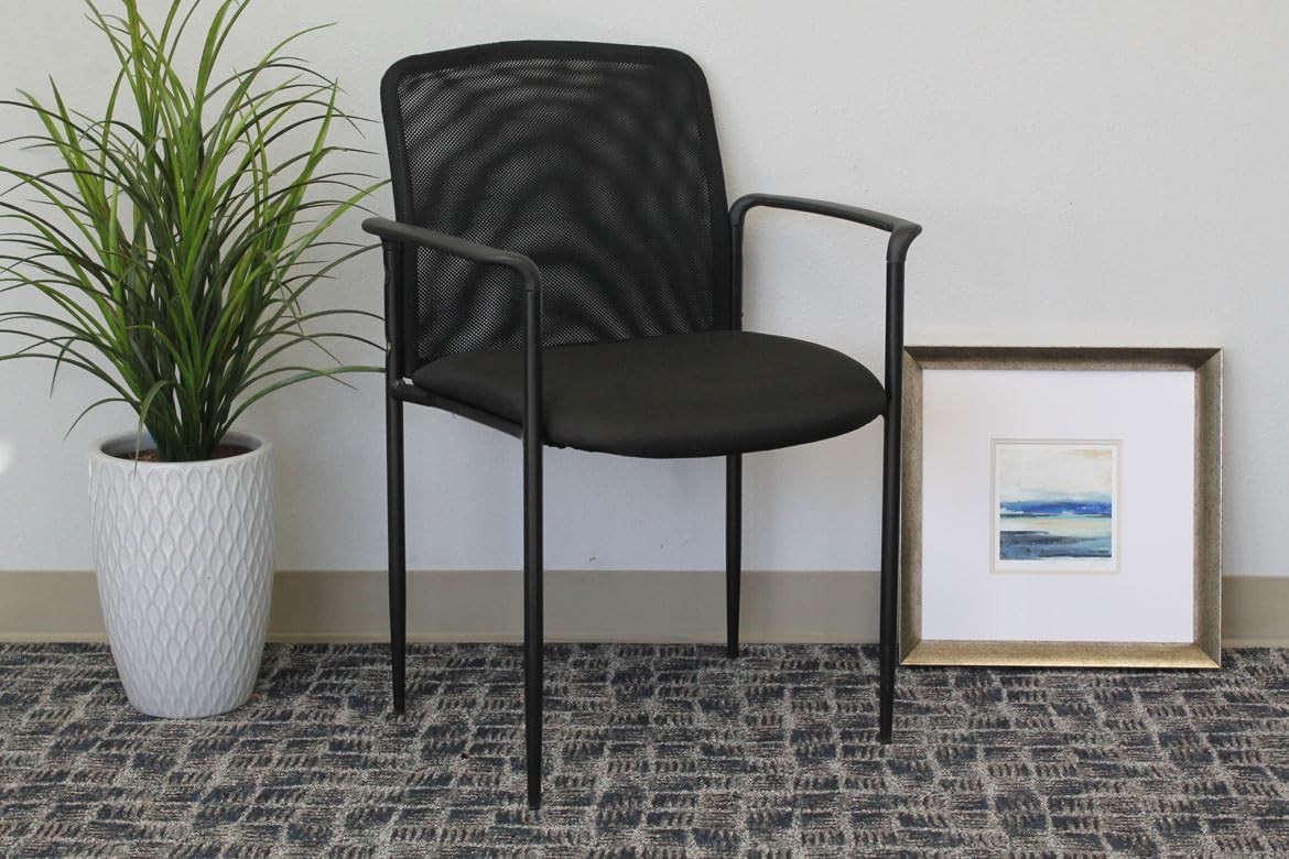 Stackable Mesh Guest Chair in Black, 250 (B6909-BK)