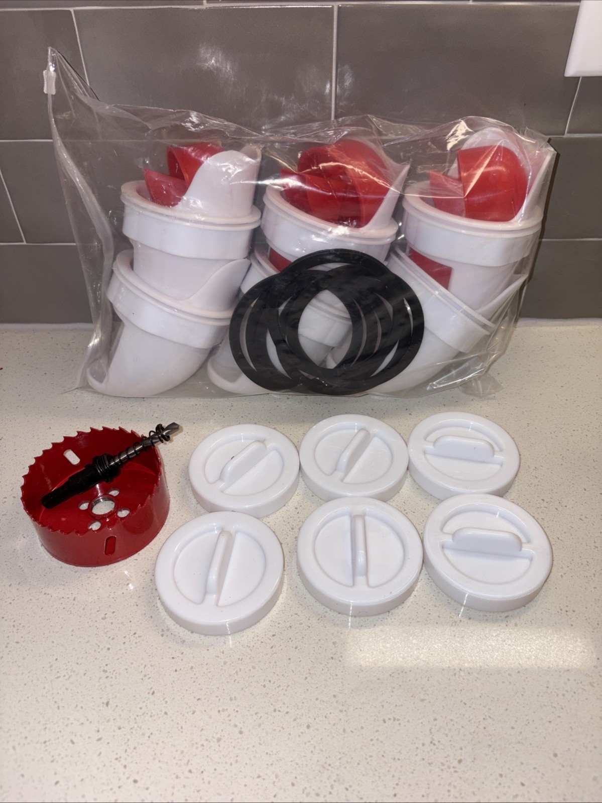 No Waste Chicken Feeder and Waterer Set with Rat Stopper Caps 6 Ports 6 Cups