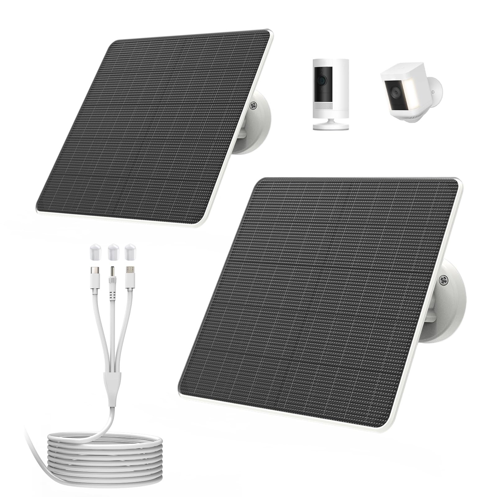 FlexSolar 2 Pack 6W Solar Panel for Security Camera Outdoor, 5V USB Solar Cha...