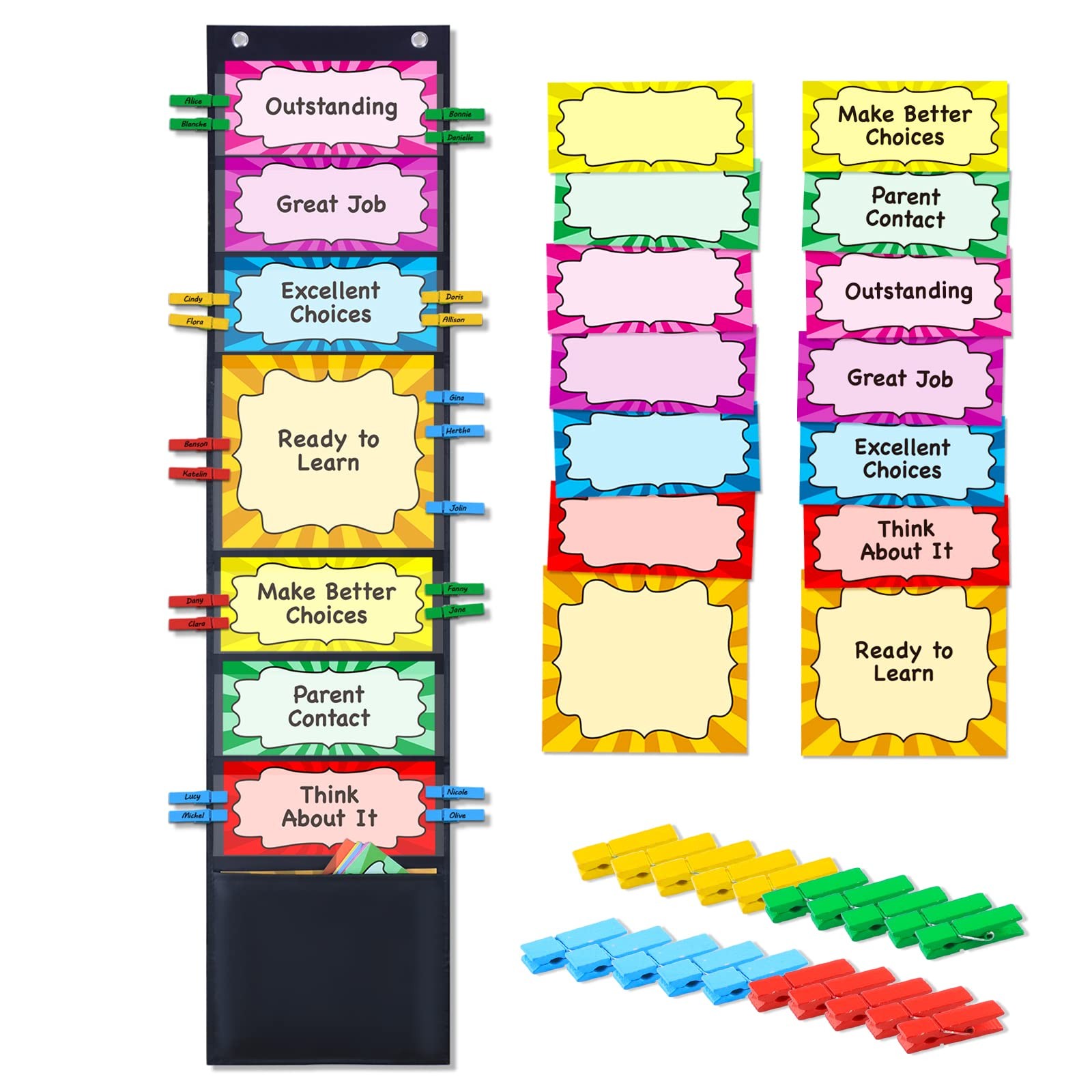 AUVCAS Student Behavior Clip Chart for Classroom Management Kids Sunshine